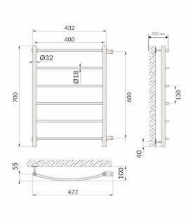 Полотенцесушитель водяной Indigo Arc LASW70-40WM-б/п-60 70x40 см белый матовый